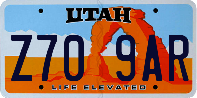 UT license plate Z709AR