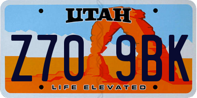 UT license plate Z709BK