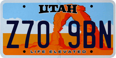 UT license plate Z709BN