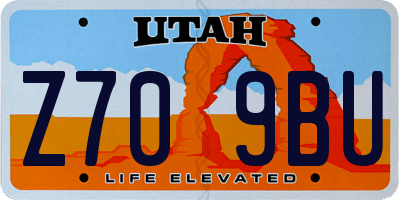 UT license plate Z709BU
