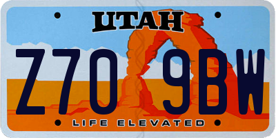 UT license plate Z709BW