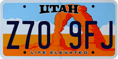 UT license plate Z709FJ