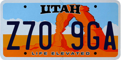 UT license plate Z709GA