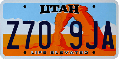 UT license plate Z709JA