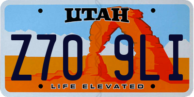 UT license plate Z709LI