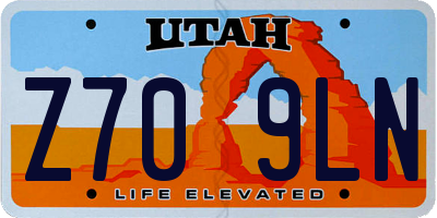 UT license plate Z709LN