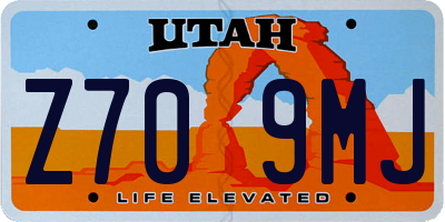 UT license plate Z709MJ