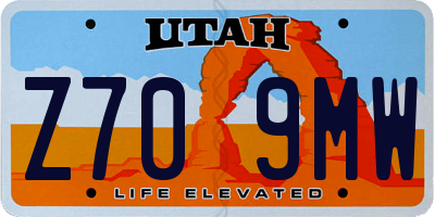 UT license plate Z709MW