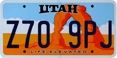 UT license plate Z709PJ