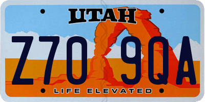 UT license plate Z709QA