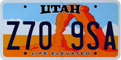 UT license plate Z709SA