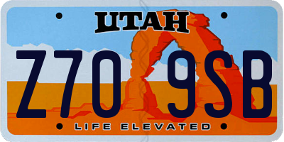 UT license plate Z709SB