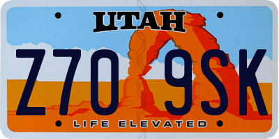 UT license plate Z709SK