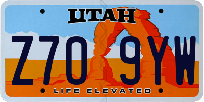 UT license plate Z709YW