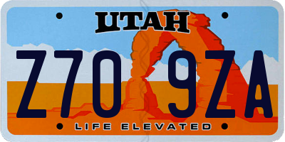 UT license plate Z709ZA