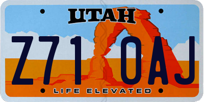 UT license plate Z710AJ