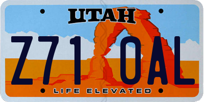 UT license plate Z710AL