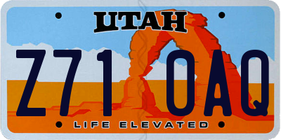 UT license plate Z710AQ