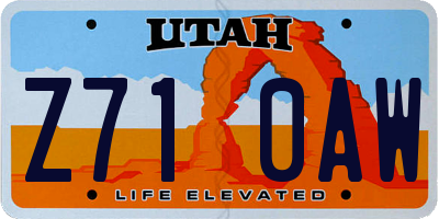 UT license plate Z710AW