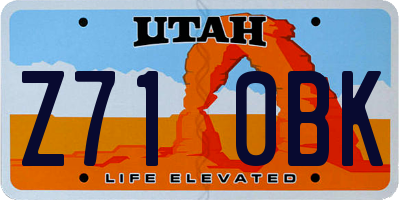 UT license plate Z710BK