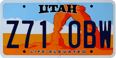 UT license plate Z710BW