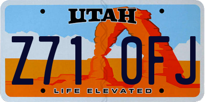 UT license plate Z710FJ