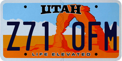 UT license plate Z710FM