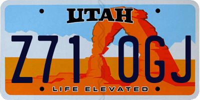 UT license plate Z710GJ
