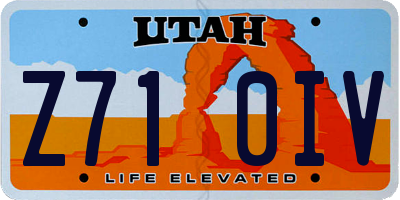 UT license plate Z710IV