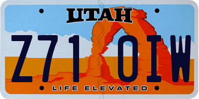 UT license plate Z710IW