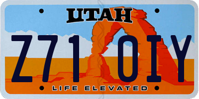 UT license plate Z710IY