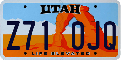 UT license plate Z710JQ
