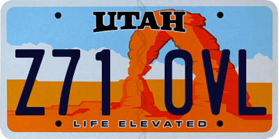 UT license plate Z710VL