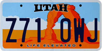 UT license plate Z710WJ