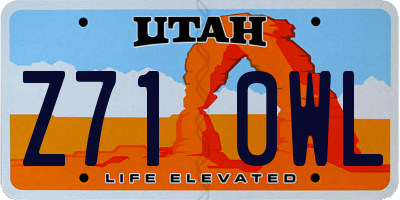 UT license plate Z710WL