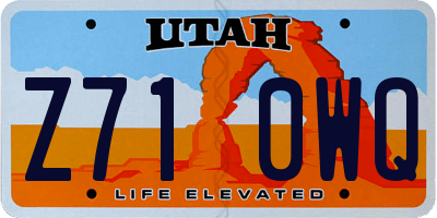 UT license plate Z710WQ