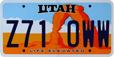 UT license plate Z710WW
