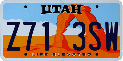 UT license plate Z713SW
