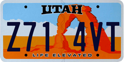 UT license plate Z714VT