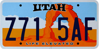 UT license plate Z715AF