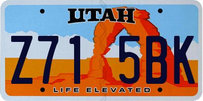 UT license plate Z715BK