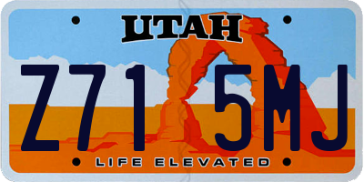UT license plate Z715MJ