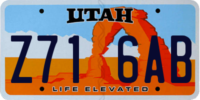 UT license plate Z716AB