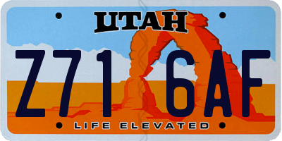 UT license plate Z716AF