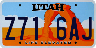 UT license plate Z716AJ