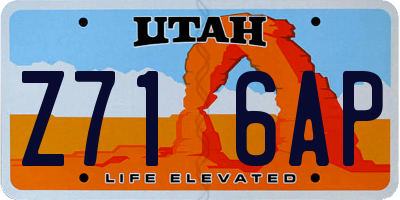 UT license plate Z716AP