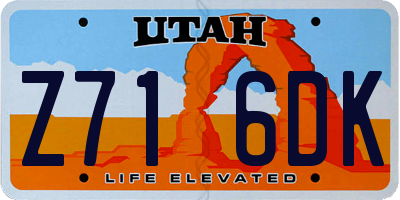 UT license plate Z716DK