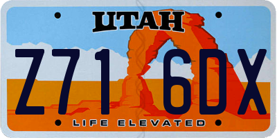 UT license plate Z716DX