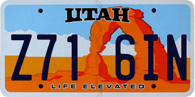 UT license plate Z716IN