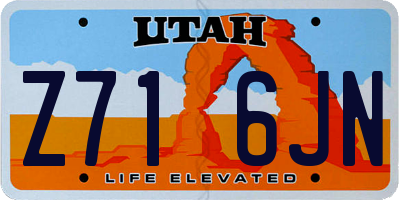 UT license plate Z716JN
